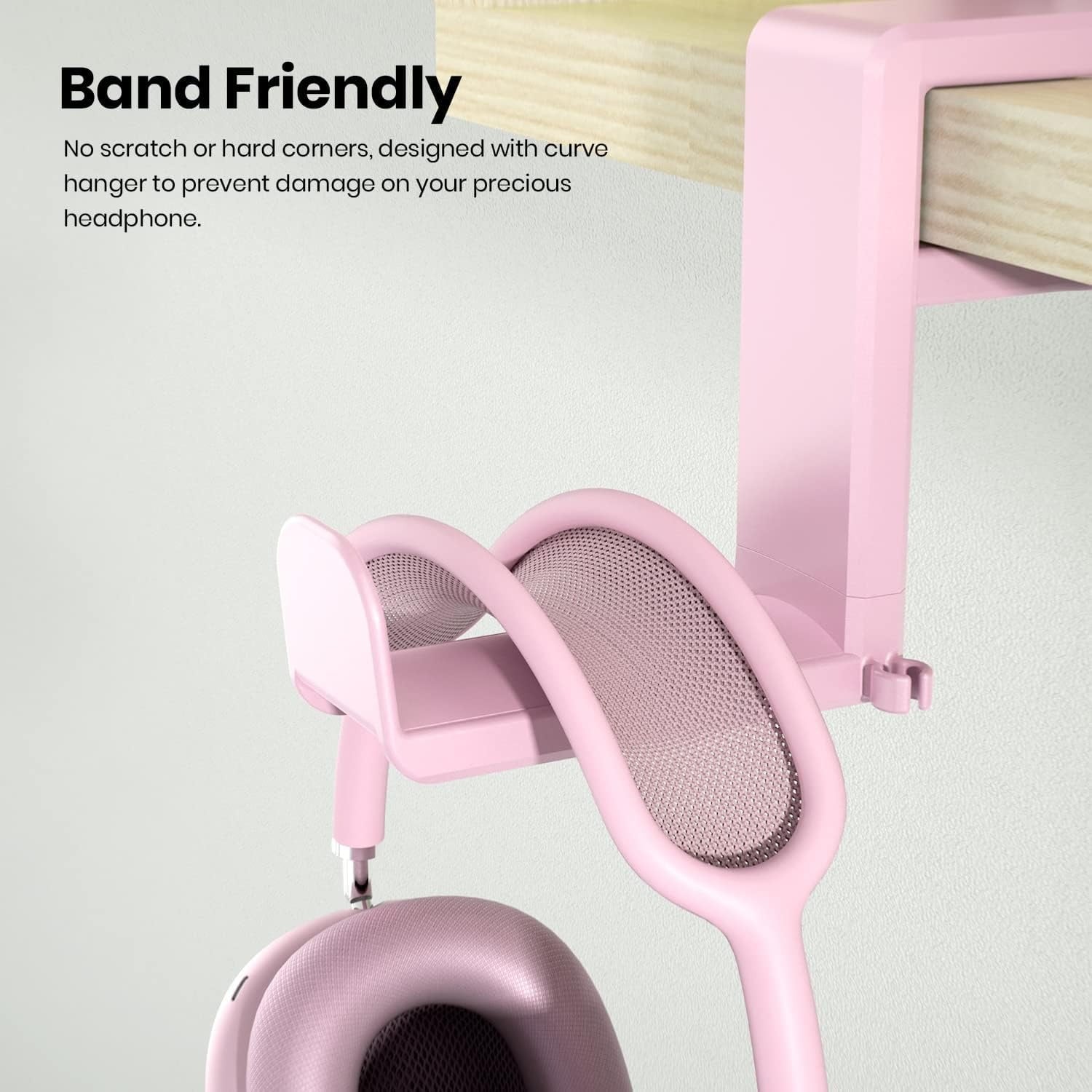 Rotating Headphone Stand - PC Gaming Headset Holder, Adjustable Clamp-on Under Desk Hanger With 360 Degree Swivel &amp; Cable Clip Organizer