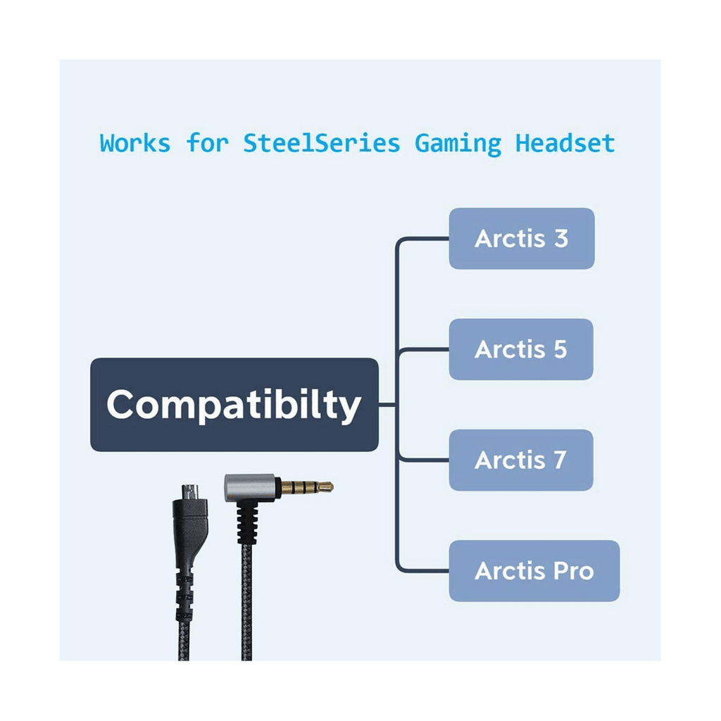 2X Audio Cable Flexible Stereo Gaming Headset Cord Replacement for /5/7 Pro Gaming Headset,2 x Replacement Audio Cable for Gaming Headset,Black &amp; Silver