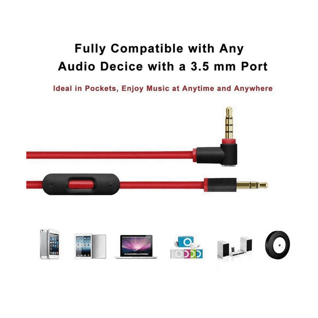 2X Replacement Audio Cable for By Headphones with in Line Mic for Studio/Executive/Mixr/Solo/Wireless/Pro,2 x Replacement Audio Cable,Red &amp; Black