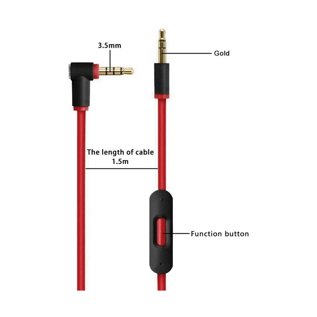2X Replacement Audio Cable for By Headphones with in Line Mic for Studio/Executive/Mixr/Solo/Wireless/Pro,2 x Replacement Audio Cable,Red &amp; Black