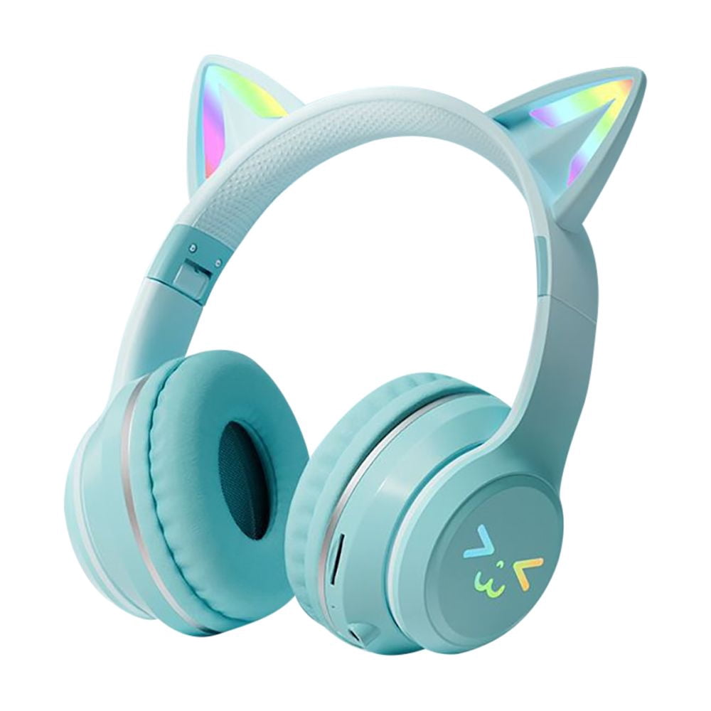 Gradient wireless Headphones RGB cute cat ear Bluetooth Earphones with microphone Stereo Music Game Earphone Girls Kids Gifts
