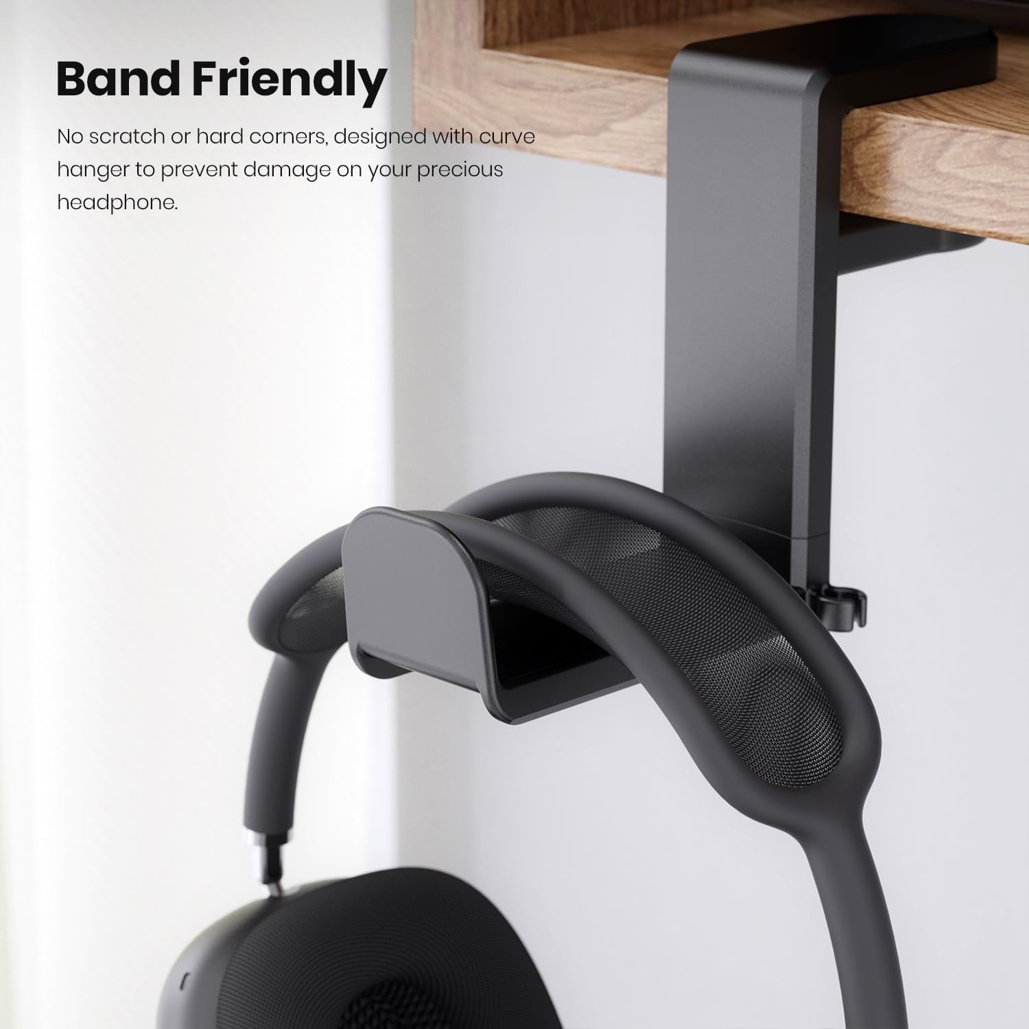 Rotating Headphone Stand - PC Gaming Headset Holder, Adjustable Clamp-on Under Desk Hanger With 360 Degree Swivel &amp; Cable Clip Organizer