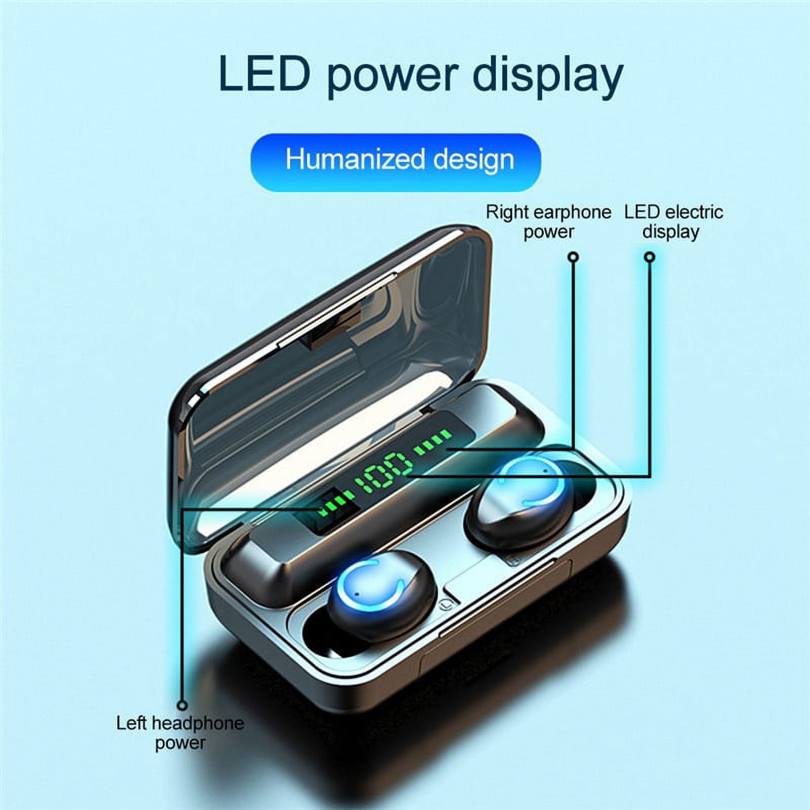 F9 TWS Portable Bluetooth 5.0 Earphones Wireless Headphones 9D Stereo Sports Waterproof Earbuds Headsets