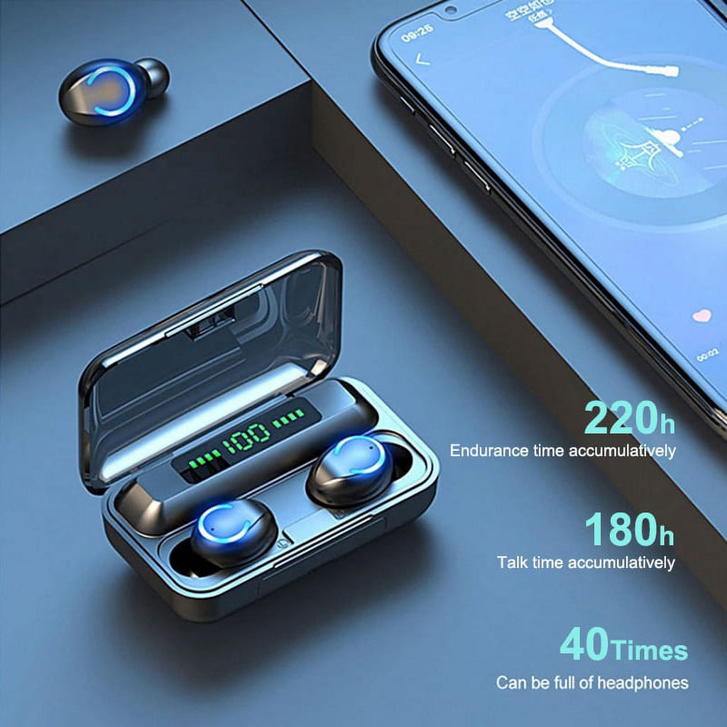 F9 TWS Portable Bluetooth 5.0 Earphones Wireless Headphones 9D Stereo Sports Waterproof Earbuds Headsets