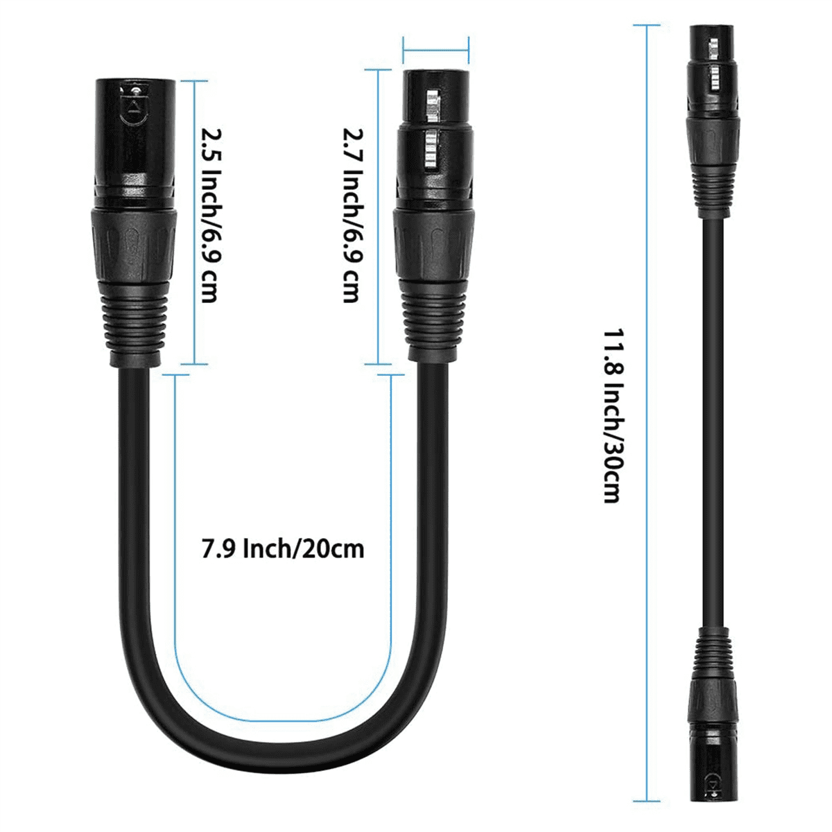 5X XLR Male 3 Pin to XLR Female 5 Pin &amp; XLR Female 3 Pin to XLR Male 5 Pin Audio Cable, for Microphone Light