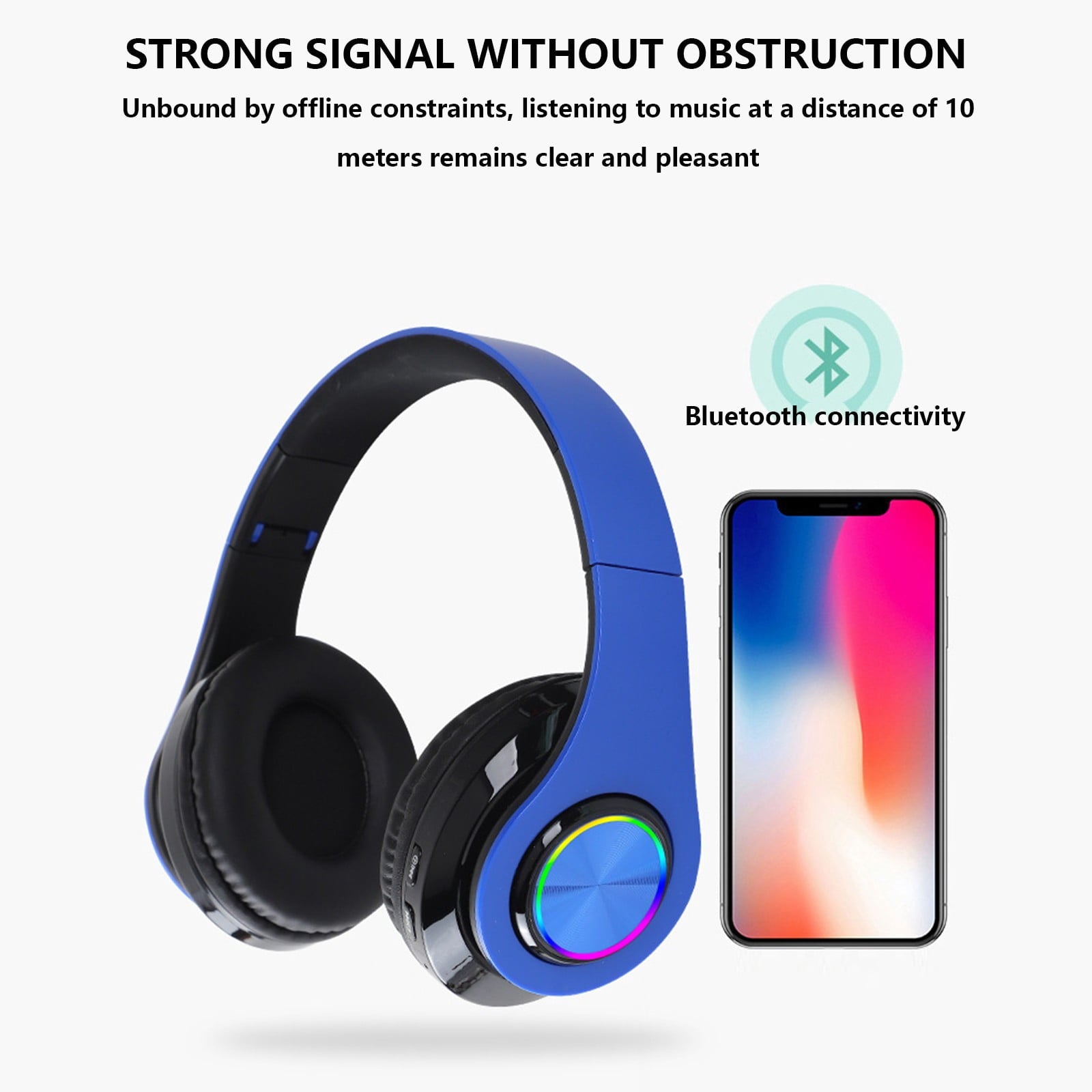 Over Ear Wireless Headphones with Microphone, Low Latency for Gaming, Comfortable Foldable Design for Work, Travel, and Study