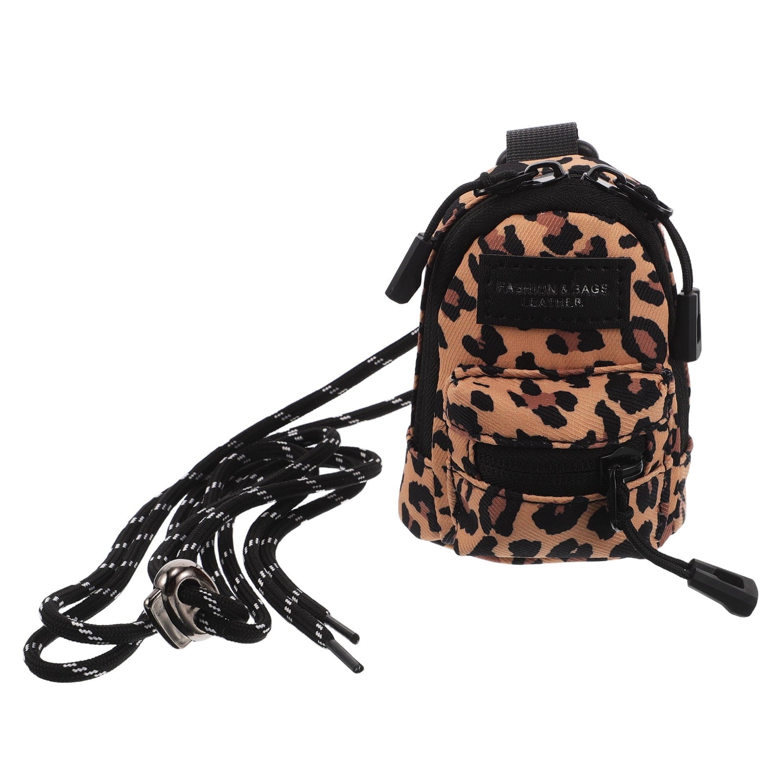 unbranded Mini Leopard Print Bag Earbuds Holder Pouch Necklace Portable Headphone Storage Bag Cute Earphone Case For Travel Lipstick Coin Purse For Girls