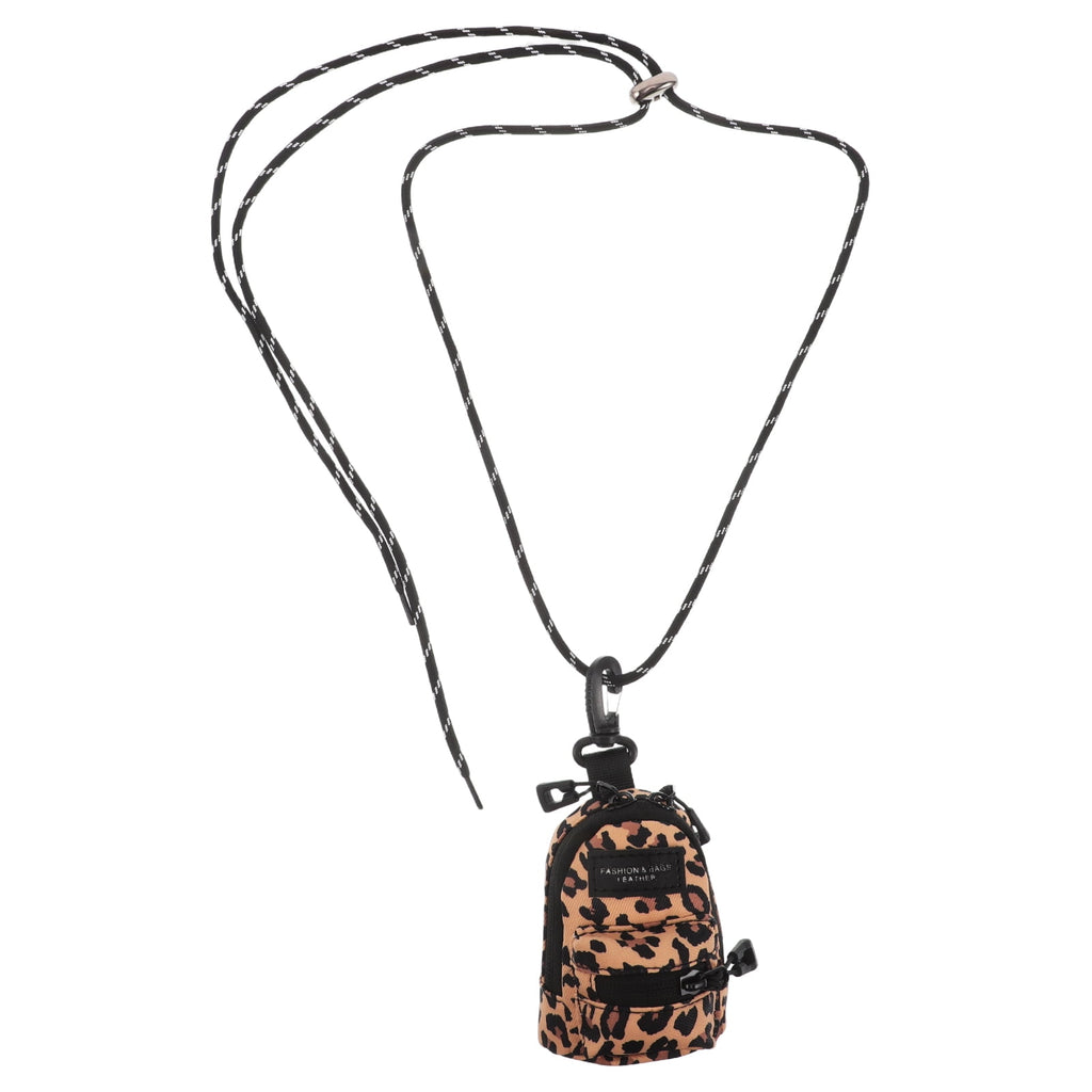 unbranded Mini Leopard Print Bag Earbuds Holder Pouch Necklace Portable Headphone Storage Bag Cute Earphone Case For Travel Lipstick Coin Purse For Girls