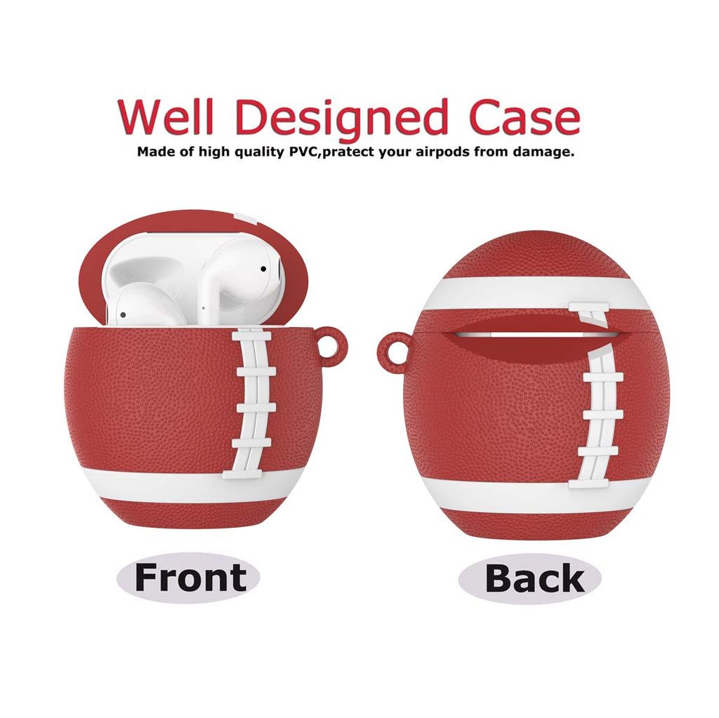 Airpods PVC Cases Cover, Case for Airpods, Njjex Full Protective Premium PVC Rubber Silicone Case Cover with Keychain Strap for Women (football)