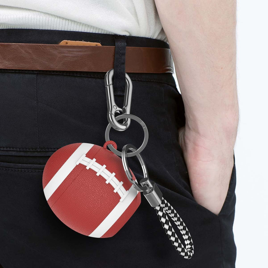 Airpods PVC Cases Cover, Case for Airpods, Njjex Full Protective Premium PVC Rubber Silicone Case Cover with Keychain Strap for Women (football)