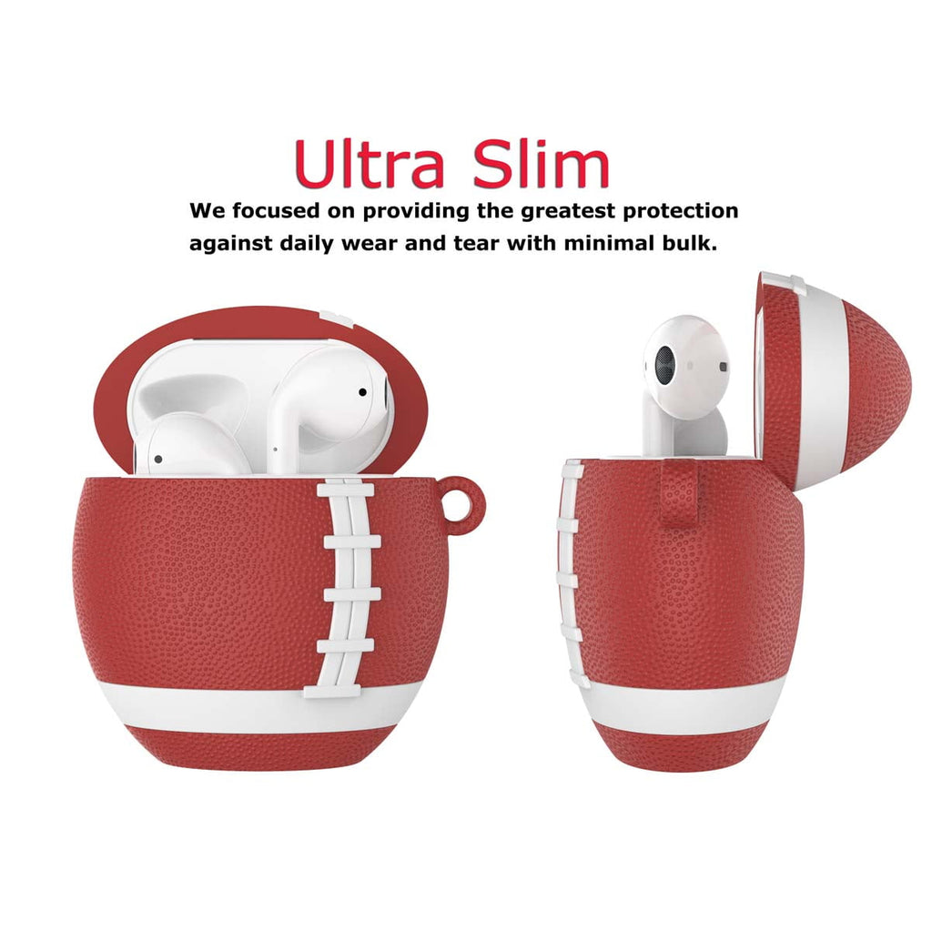 Airpods PVC Cases Cover, Case for Airpods, Njjex Full Protective Premium PVC Rubber Silicone Case Cover with Keychain Strap for Women (football)