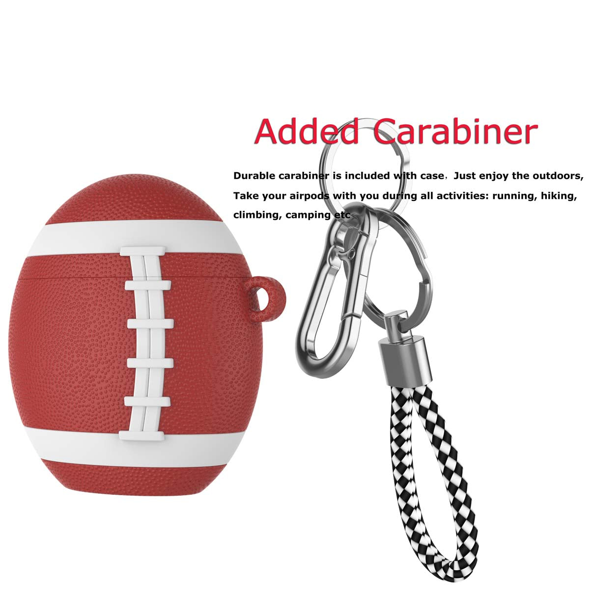 Airpods PVC Cases Cover, Case for Airpods, Njjex Full Protective Premium PVC Rubber Silicone Case Cover with Keychain Strap for Women (football)