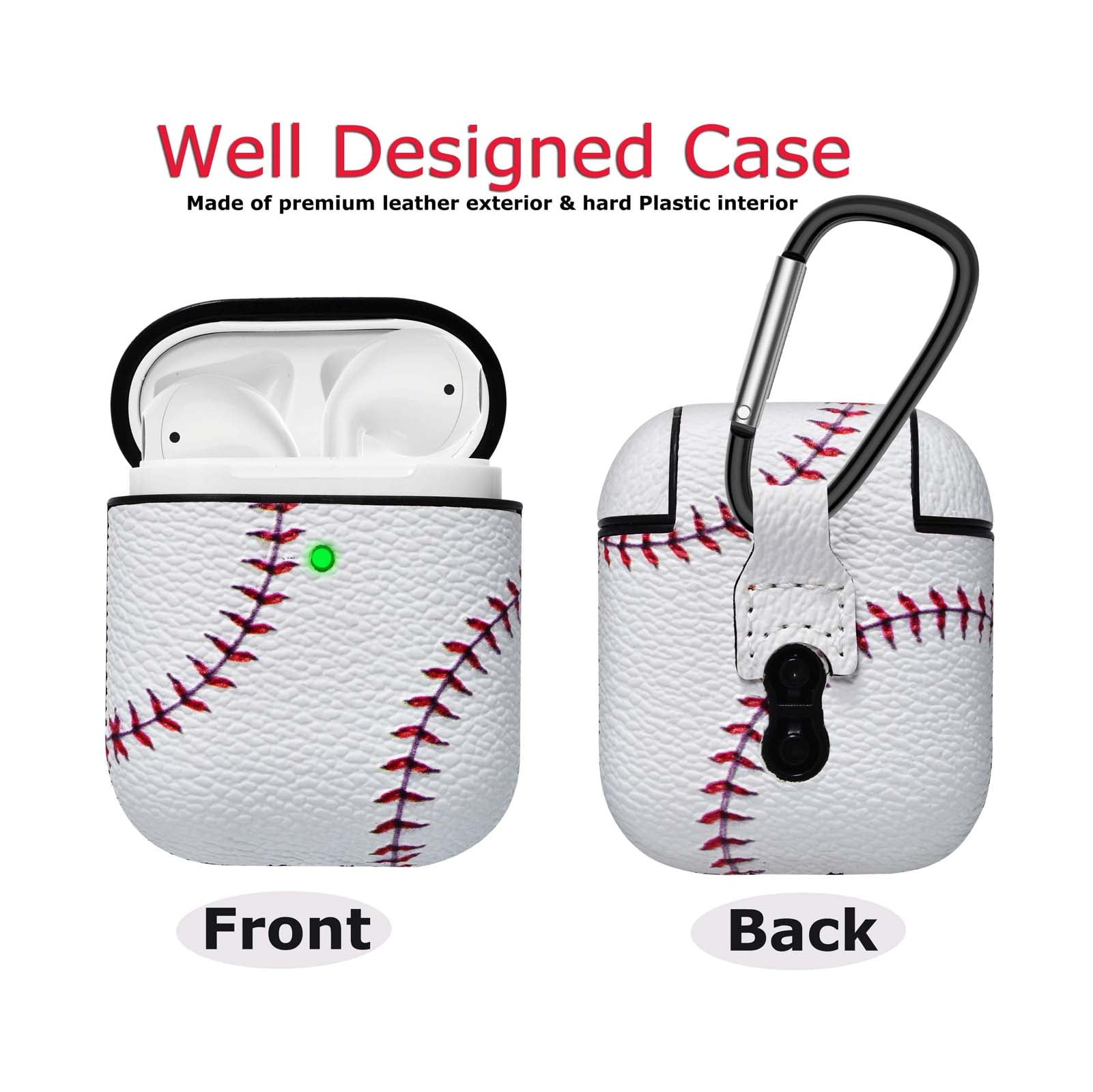 Airpods PVC Cases Cover, Case for Airpods, Njjex Full Protective Premium PVC Rubber Silicone Case Cover with Keychain Strap for Women (football)
