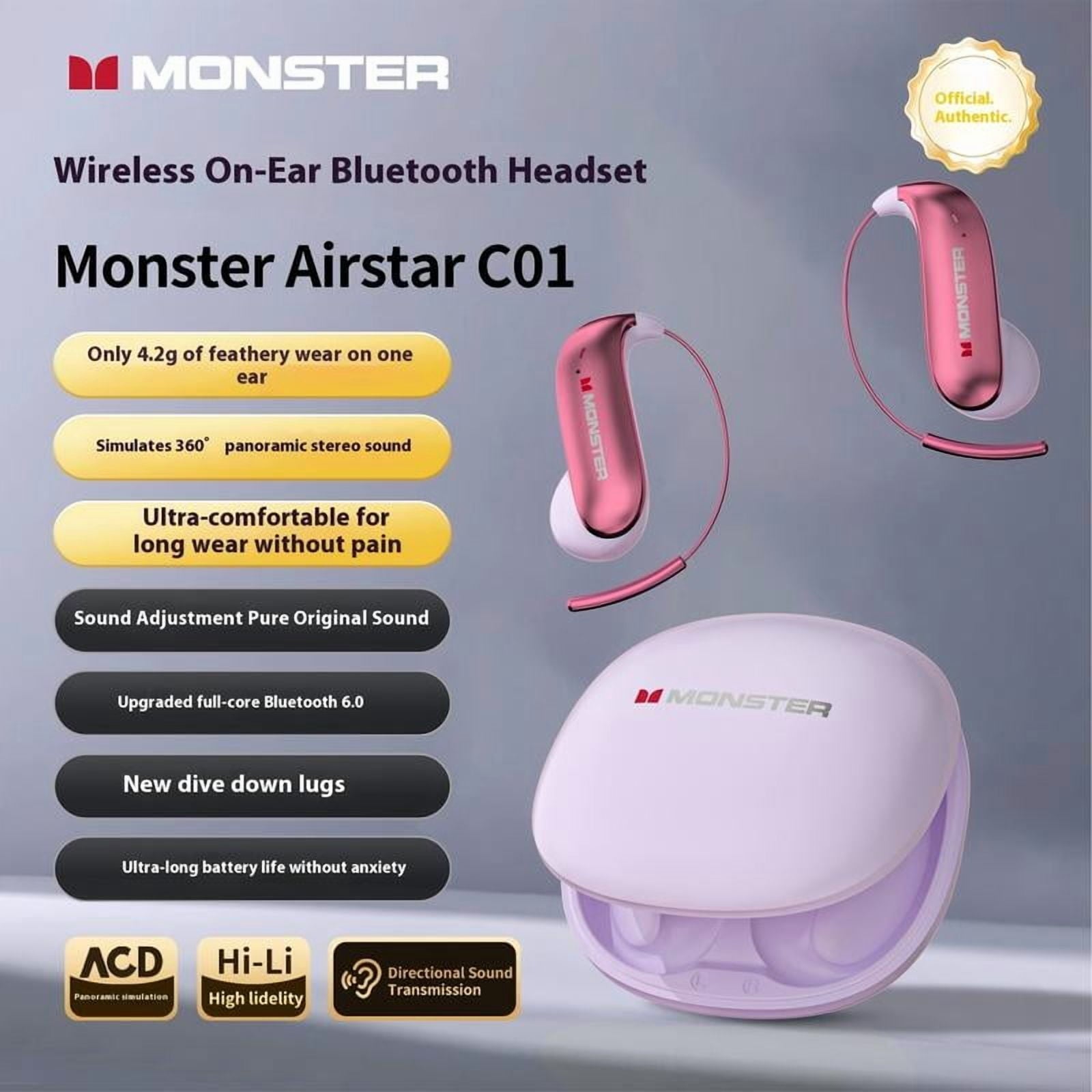 Monster Ear Buds-Bluetooth Headphones with Zero‑Gravity Titanium Ear‑Hook Design, Noise Isolation, 145H Playtime Wireless Earbuds Headset Bluetooth 6.0, IPX5 Waterproof