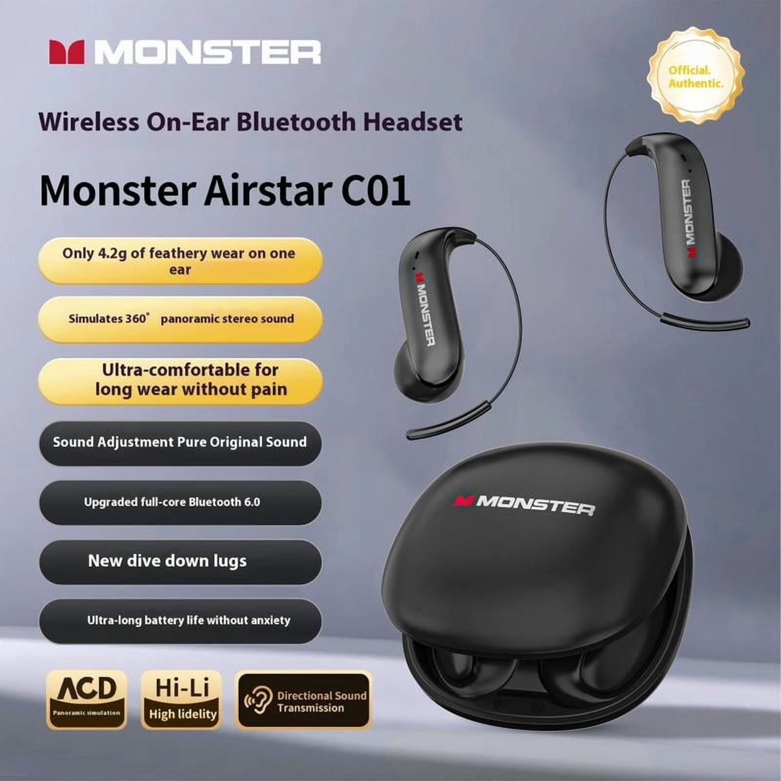 Monster Ear Buds-Bluetooth Headphones with Zero‑Gravity Titanium Ear‑Hook Design, Noise Isolation, 145H Playtime Wireless Earbuds Headset Bluetooth 6.0, IPX5 Waterproof