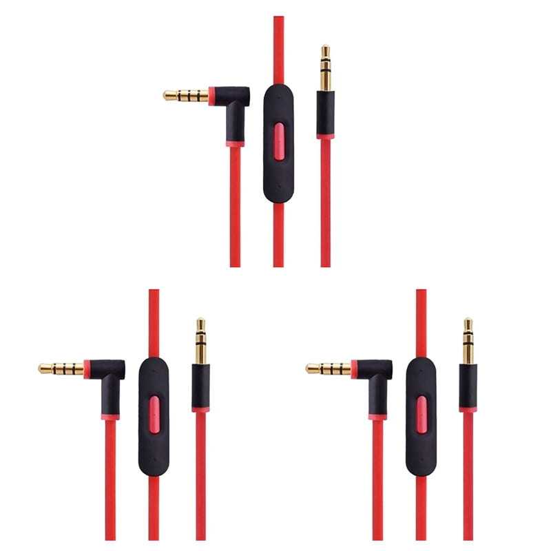 3X Replacement Audio Cable for  By  Dre Headphones with in Line Mic for Studio/Executive/Mixr/Solo/Wireless/Pro