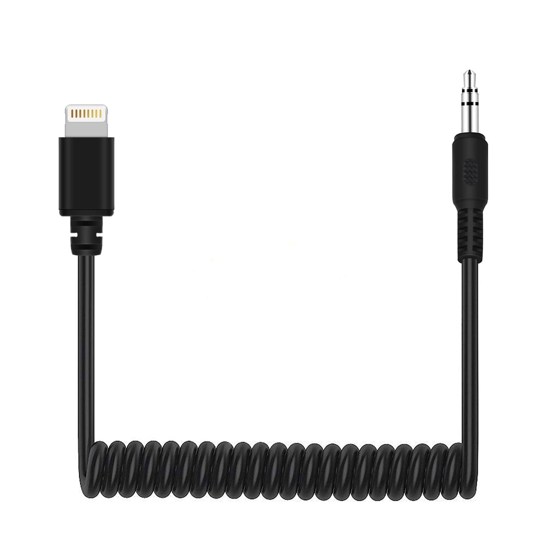 PULUZ 3.5mm TRRS Male to 8 Pin Male Live Microphone Audio Adapter Spring Coiled Cable for iPhone,