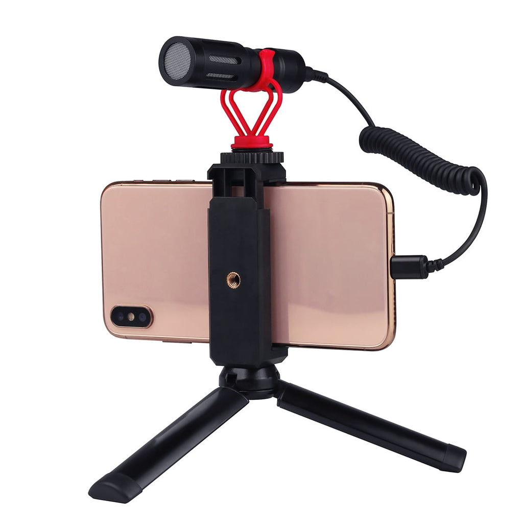 PULUZ 3.5mm TRRS Male to 8 Pin Male Live Microphone Audio Adapter Spring Coiled Cable for iPhone,