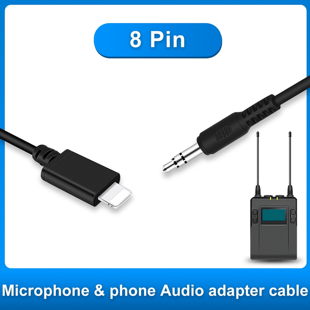 PULUZ 3.5mm TRRS Male to 8 Pin Male Live Microphone Audio Adapter Spring Coiled Cable for iPhone,