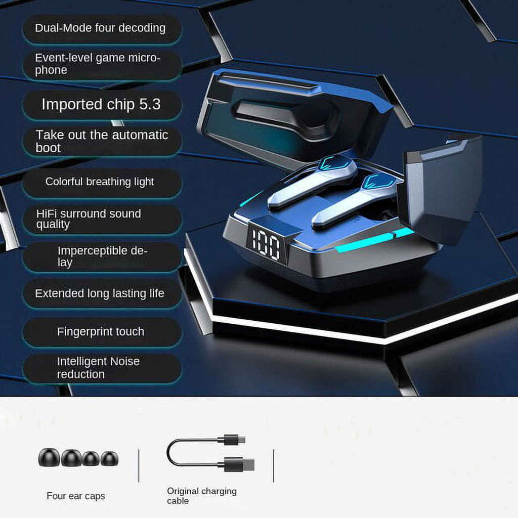 JX10 TWS Wireless Headphones Bluetooth Earphones Touch Control Low Latency Gaming Headsets HiFi Stereo Earbuds Digital Display