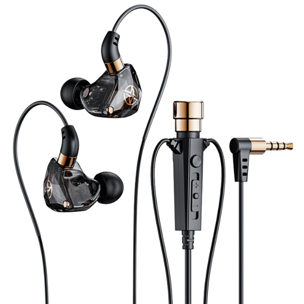 HiFi Wired Headphones with Microphone Noise-Cancelling Dynamic Earphones in Ear Earbuds Headset for Sports(Black)