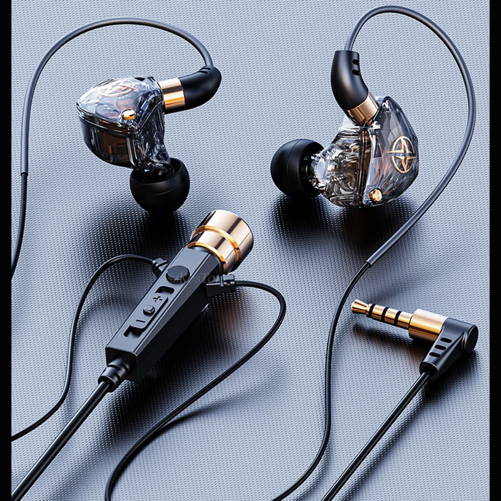 HiFi Wired Headphones with Microphone Noise-Cancelling Dynamic Earphones in Ear Earbuds Headset for Sports(Black)