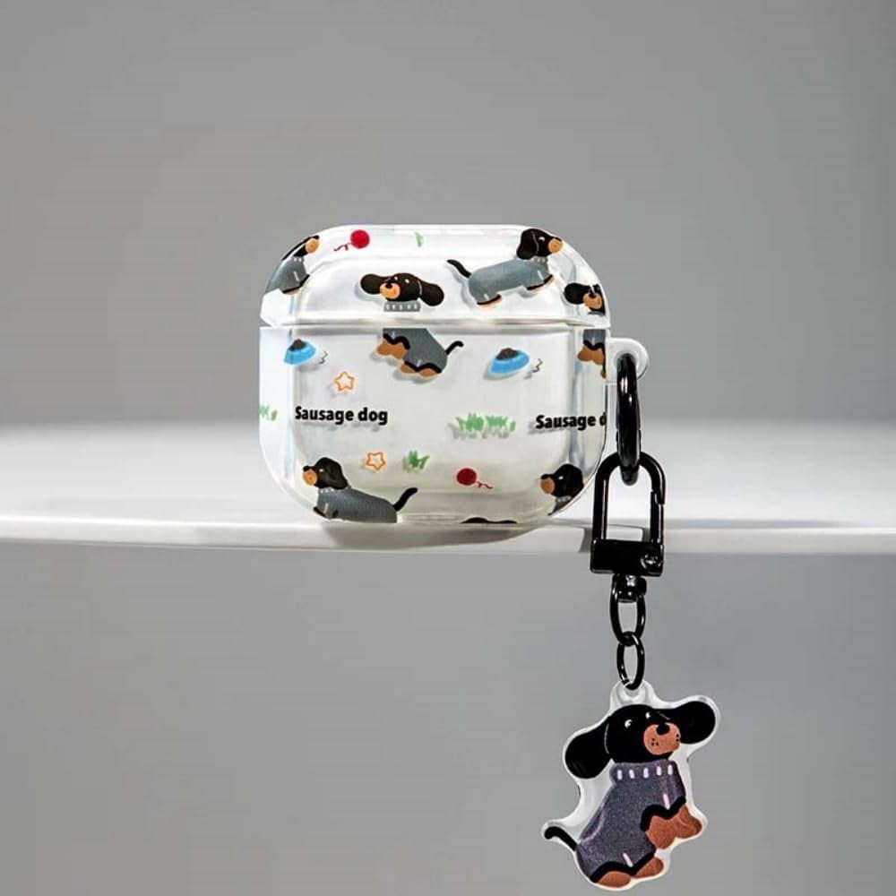 Case for Airpods 4, Cute Interesting Sweater Dachshund Pattern Headphone Protective Shell for AirPods 4 Earphone Cover for Girls Women
