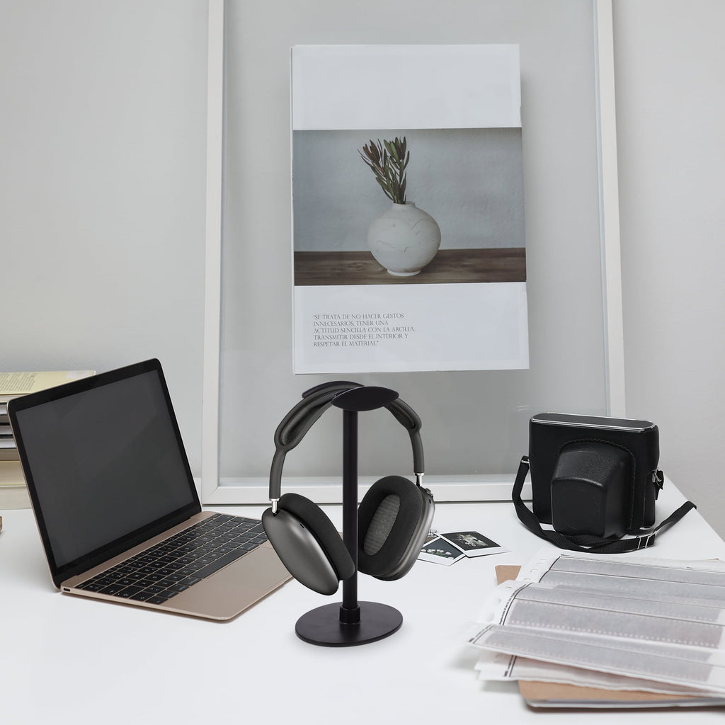 Mic Detachable Headphone Display Stand 25x12x9.5cm Black