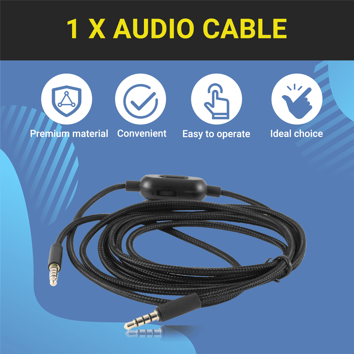 Headset Cable for G433 G233 GPRO X Universal Game Headset Audio Cable 2M,1 x Audio cable,Black