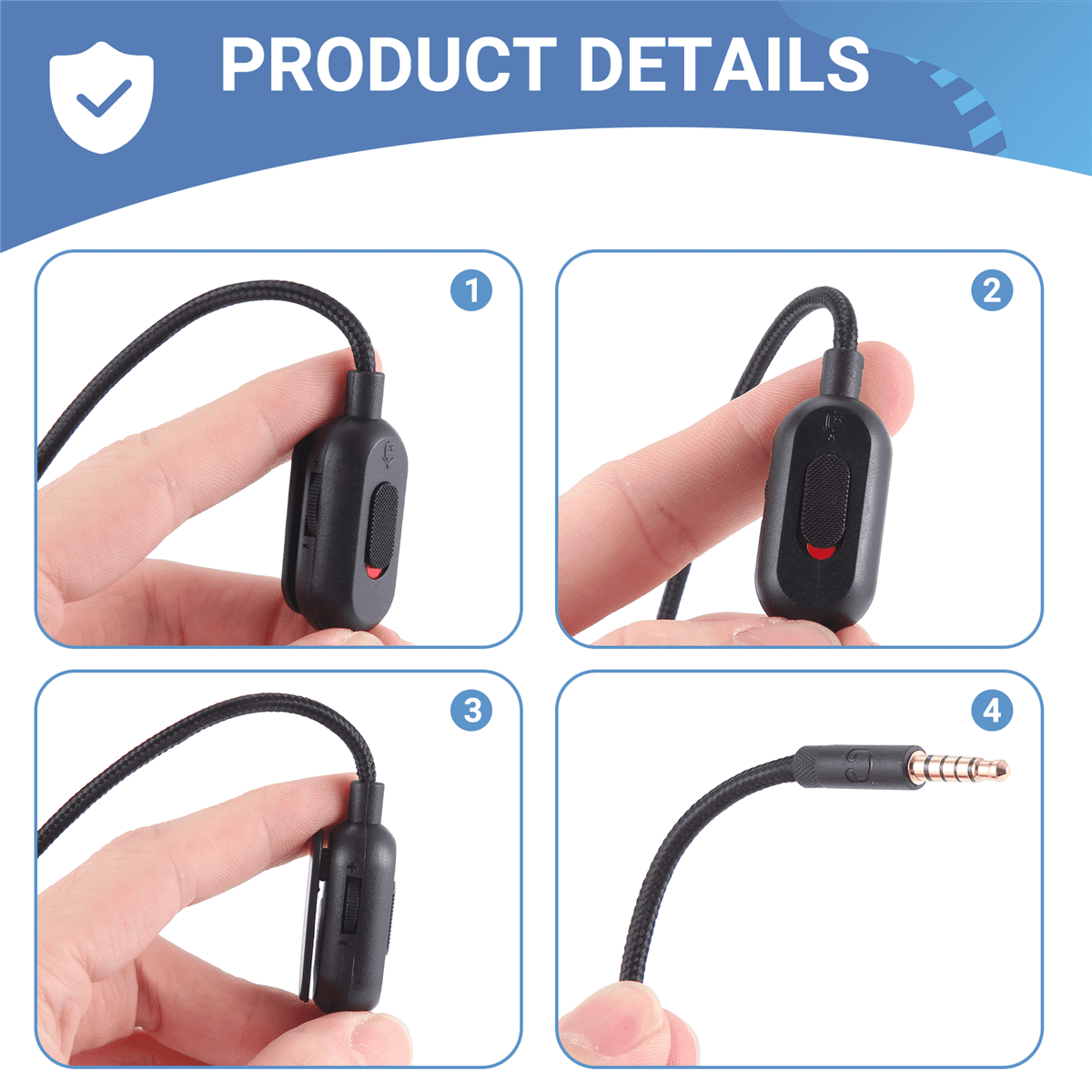 Headset Cable for G433 G233 GPRO X Universal Game Headset Audio Cable 2M,1 x Audio cable,Black