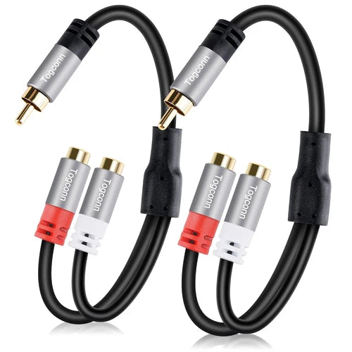 RCA Splitter Y-RCA Cable, 1 RCA Male to 2 RCA Female Audio Speaker Y Adapter, Sh