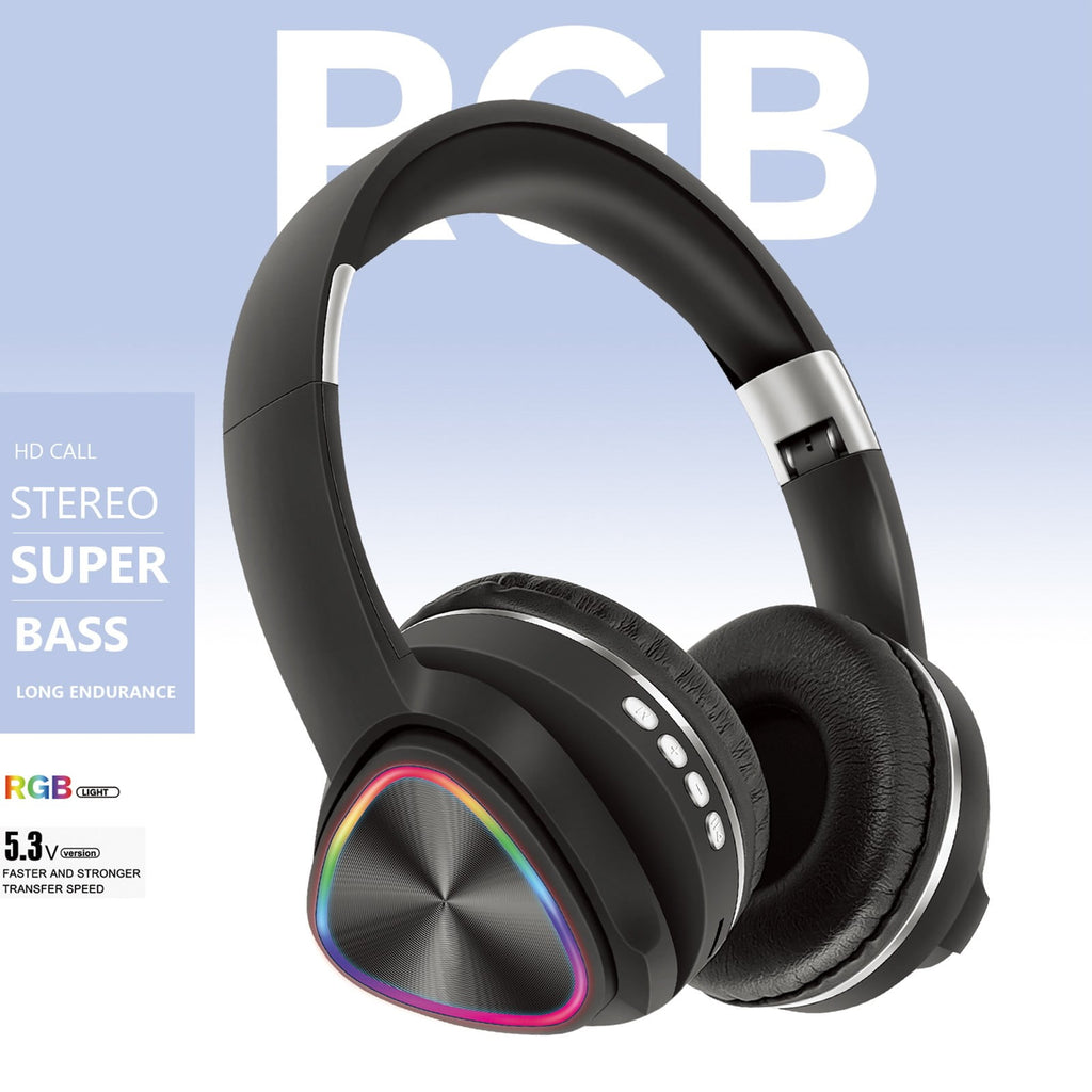 Wireless Headphones, Bluetooth 5.0 with LED Light Effects and Foldable Design for Work, Gaming, Workout, in Blue, Green, Pink