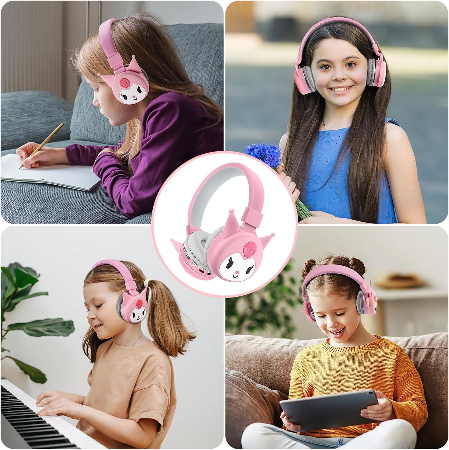 HELANHO Cute Cartoon Kuromi Wireless Bluetooth Headphones with Microphone - Stylish Stereo Earphones, Fashionable Gift for Teens &amp; Adults QQH63-2352