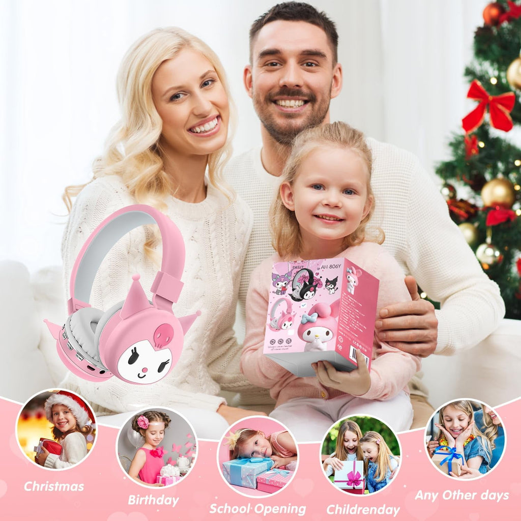HELANHO Cute Cartoon Kuromi Wireless Bluetooth Headphones with Microphone - Stylish Stereo Earphones, Fashionable Gift for Teens &amp; Adults QQH63-2352