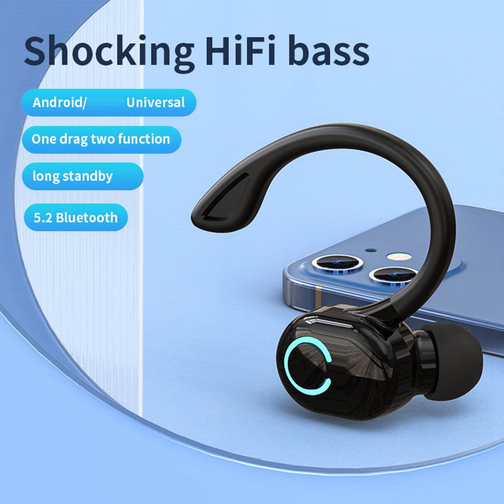 TOP! S10 Earphone Wireless Bluetooth 5.2 Ear-Mounted HIFI Stereo Voice Control Earphones IPX with Microphone,Black