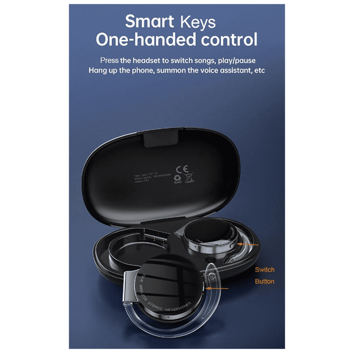 Over-Ear Wireless Earphone Long Battery Life Bluetooth 5.2 Open-Ear Hook Cordless Stereo Never Drop HiFi