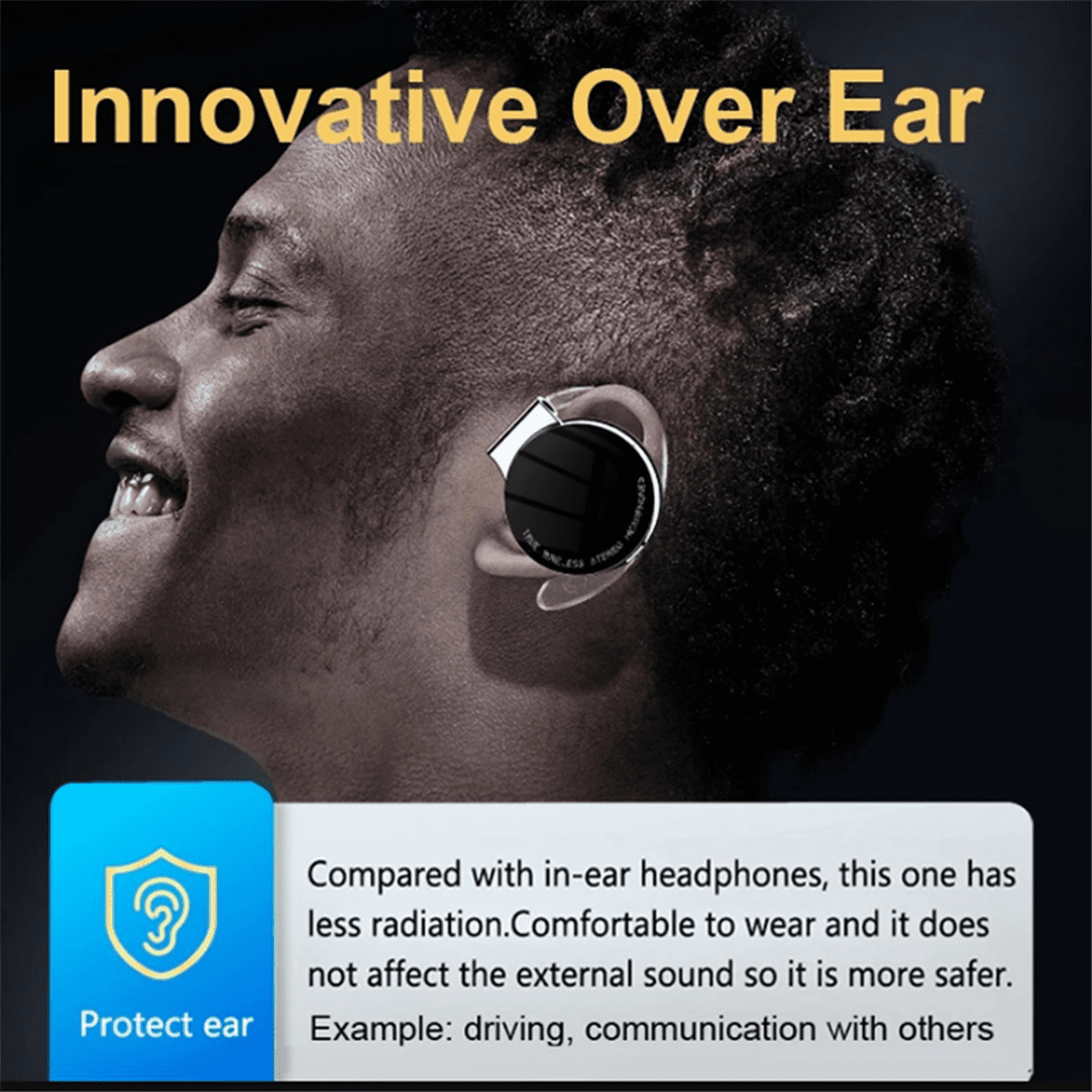 Over-Ear Wireless Earphone Long Battery Life Bluetooth 5.2 Open-Ear Hook Cordless Stereo Never Drop HiFi