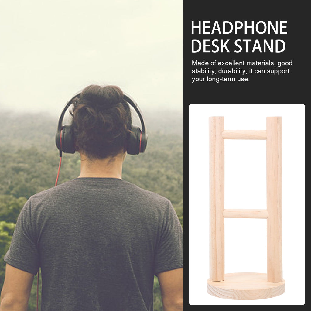 WASHWEPE Headset Display Stand Light Brown Wood 1Pcs 10.8X4.9X4.9In