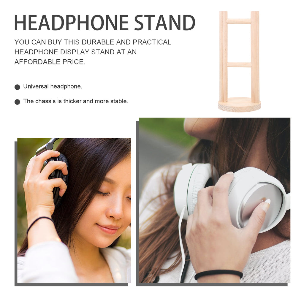 WASHWEPE Headset Display Stand Light Brown Wood 1Pcs 10.8X4.9X4.9In