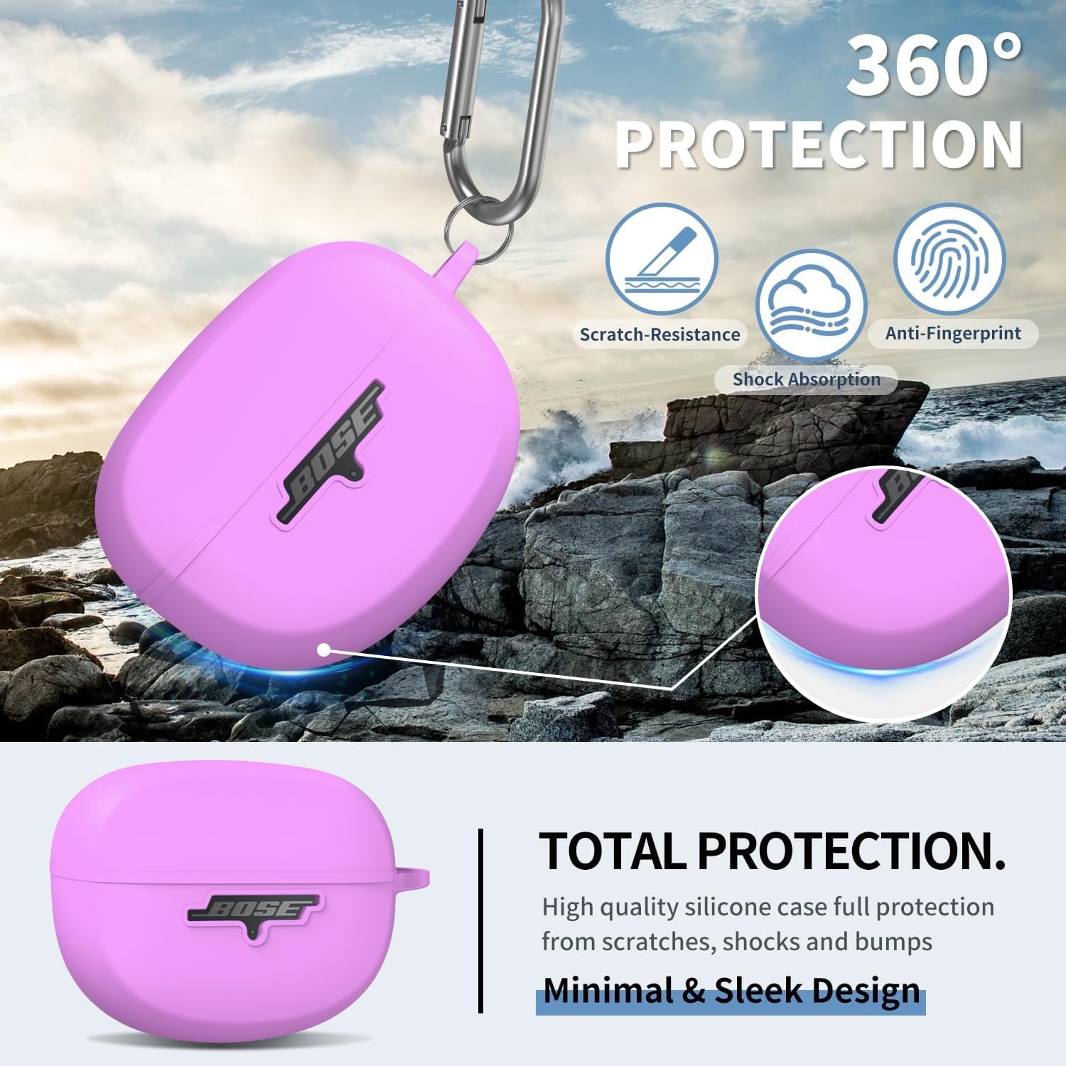 for Bose Ultra Open Earbuds Case Cover, Soft Silicone Case for Bose Ultra Open Ear Wireless Earbuds, Shockproof Protective Bose Open Ear Earbuds Case with Keychain