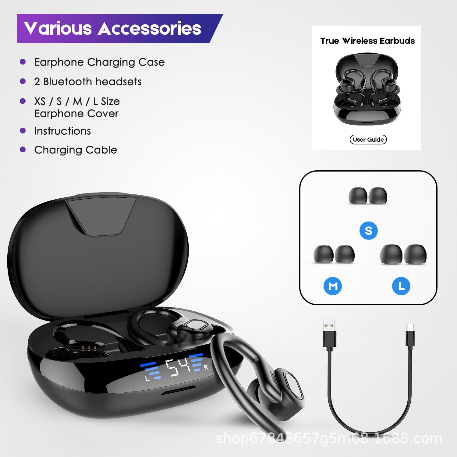 TWS Driver Diameter Bluetooth Wireless VV2  Type Earphone Earbuds Headset Headphone Pads Material with Microphone Volume Control