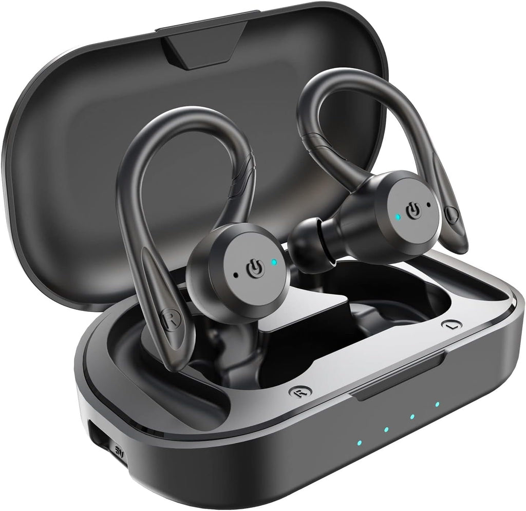 Bluetooth Headphones True Wireless Earbuds with Charging Case IPX7 Waterproof Stereo Sound Earphones Built-in Mic in-Ear Headsets for Sport Running Black