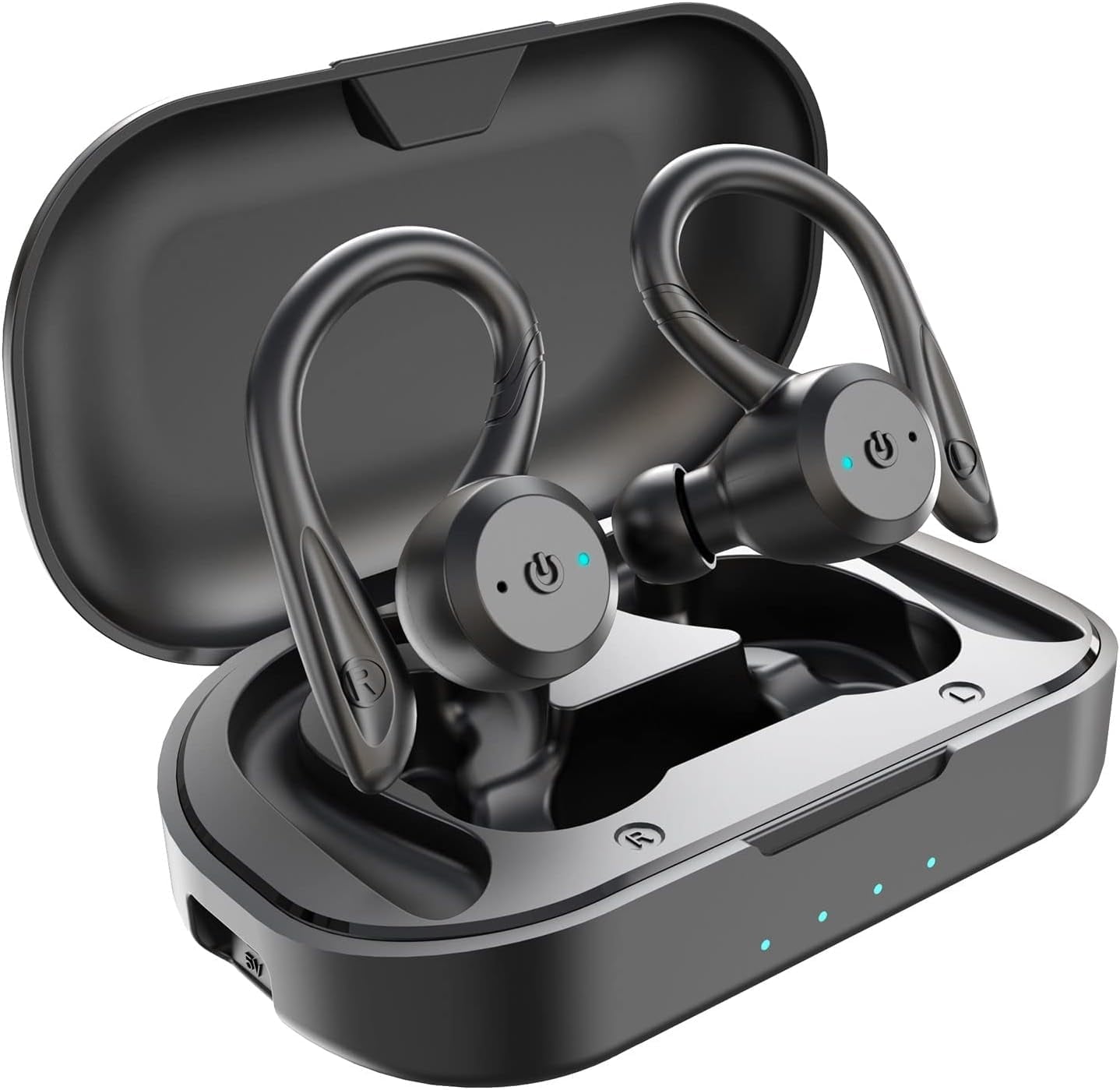 Bluetooth Headphones True Wireless Earbuds with Charging Case IPX7 Waterproof Stereo Sound Earphones Built-in Mic in-Ear Headsets for Sport Running Black