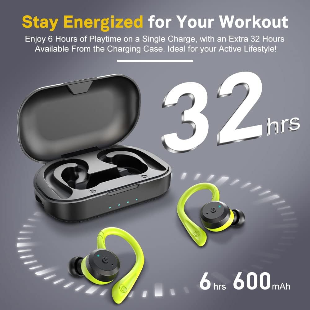 Bluetooth Headphones True Wireless Earbuds with Charging Case IPX7 Waterproof Stereo Sound Earphones Built-in Mic in-Ear Headsets for Sport Running Black