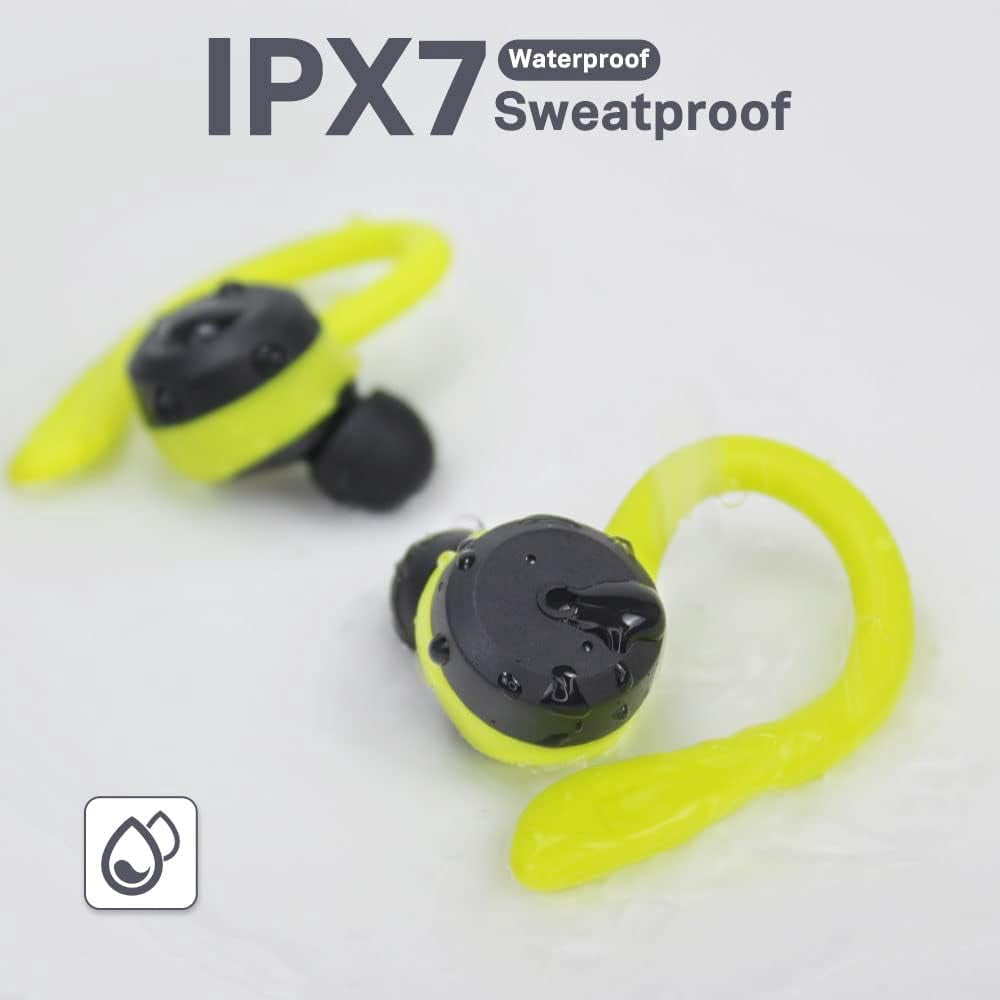 Bluetooth Headphones True Wireless Earbuds with Charging Case IPX7 Waterproof Stereo Sound Earphones Built-in Mic in-Ear Headsets for Sport Running Black
