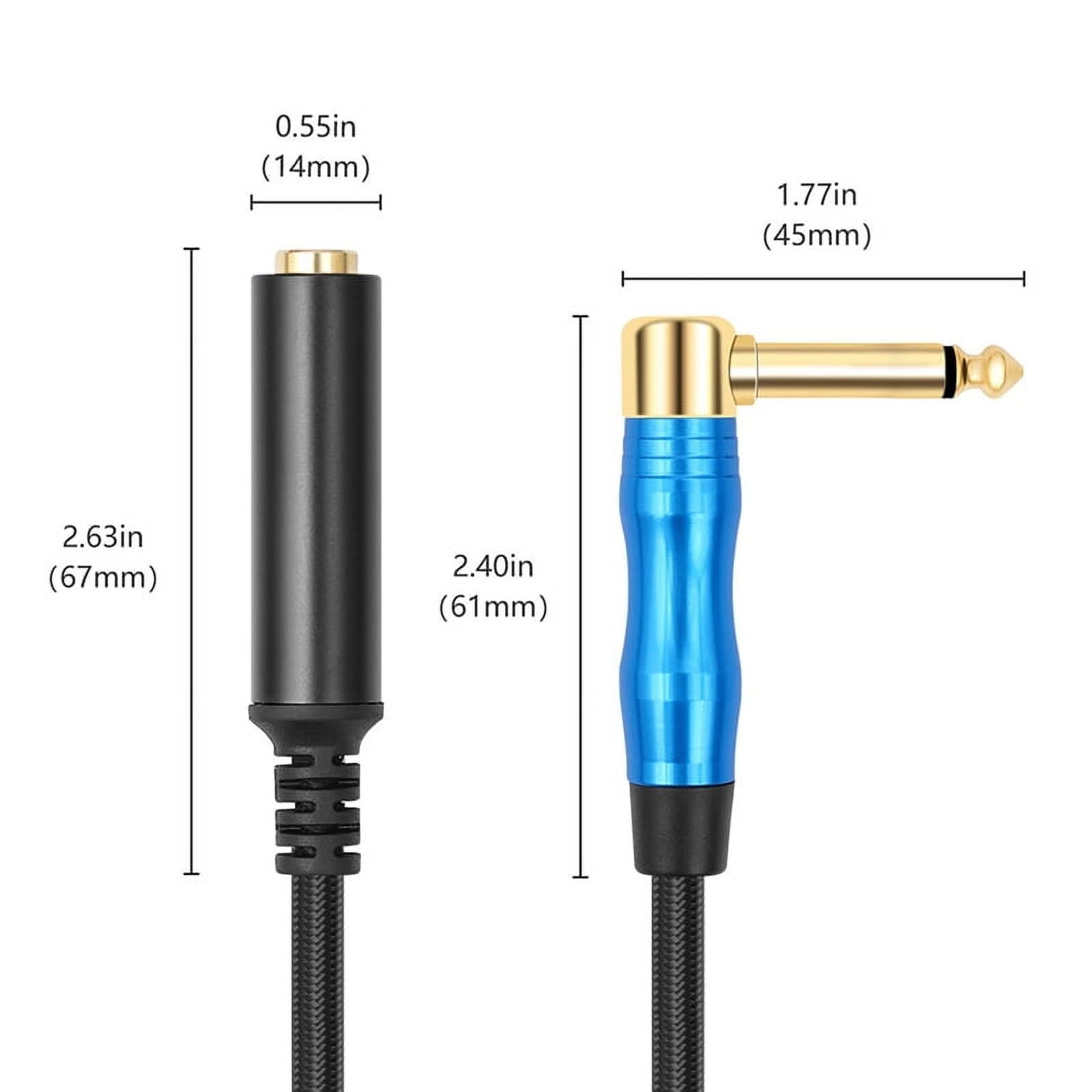 Right Angle 6.35Mm TRS Stereo Male to Female Audio Cable Guitar Extension Cable Cord for Amplifiers Headphone 1.8m