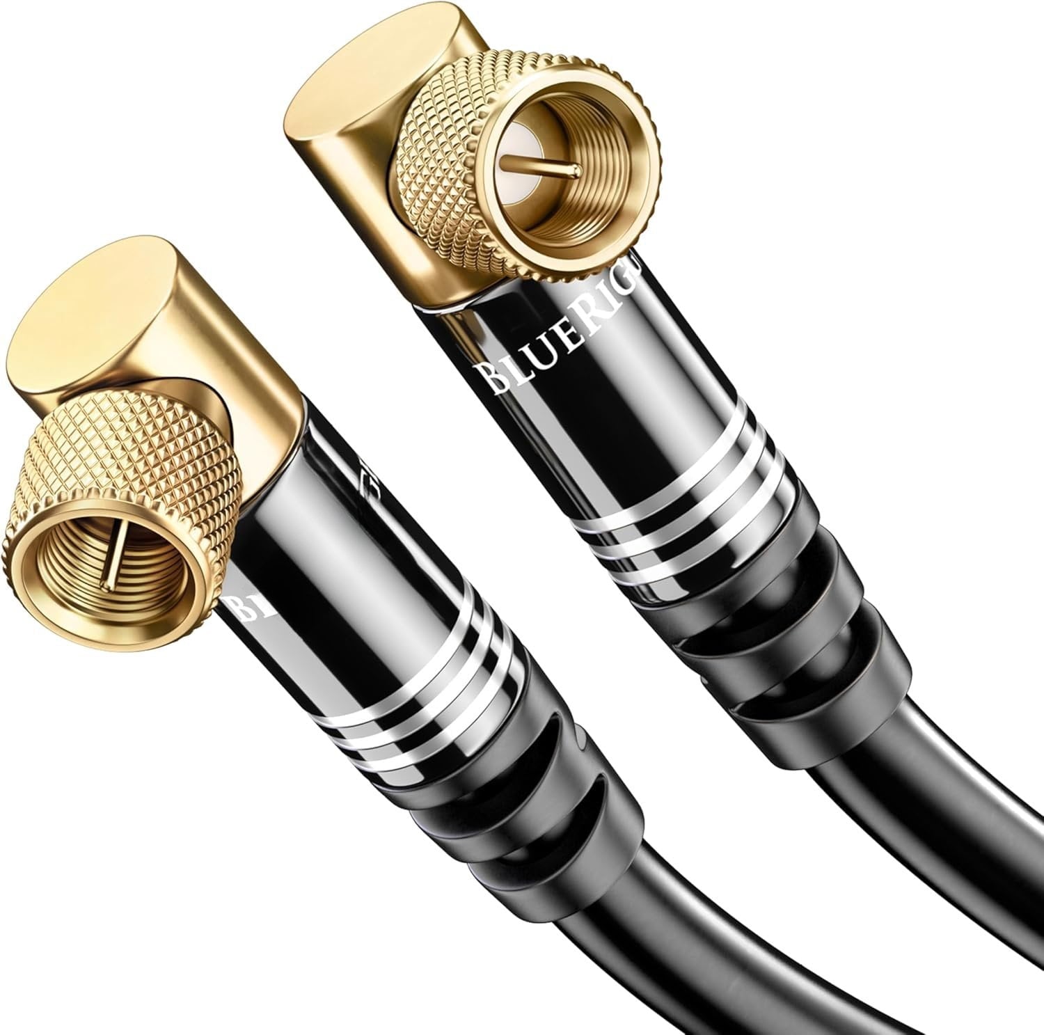 RG6 Coaxial  (3FT, 90? Angled to 90? Angled Connector Pin,  Plated, Triple Shielded) - Digital Audio Video Coax  Cord for HDTV, CATV, Modem,  Receivers
