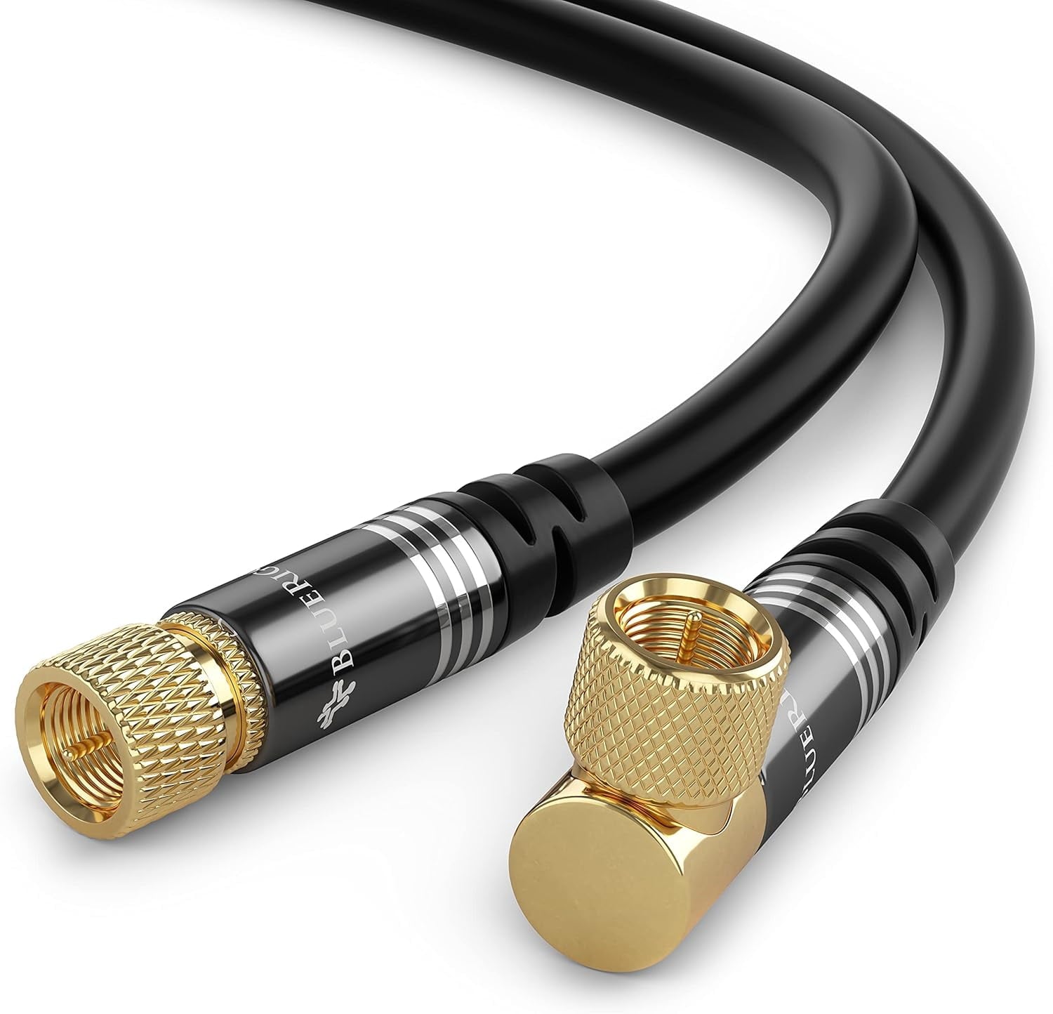 RG6 Coaxial  (3FT, 90? Angled to 90? Angled Connector Pin,  Plated, Triple Shielded) - Digital Audio Video Coax  Cord for HDTV, CATV, Modem,  Receivers