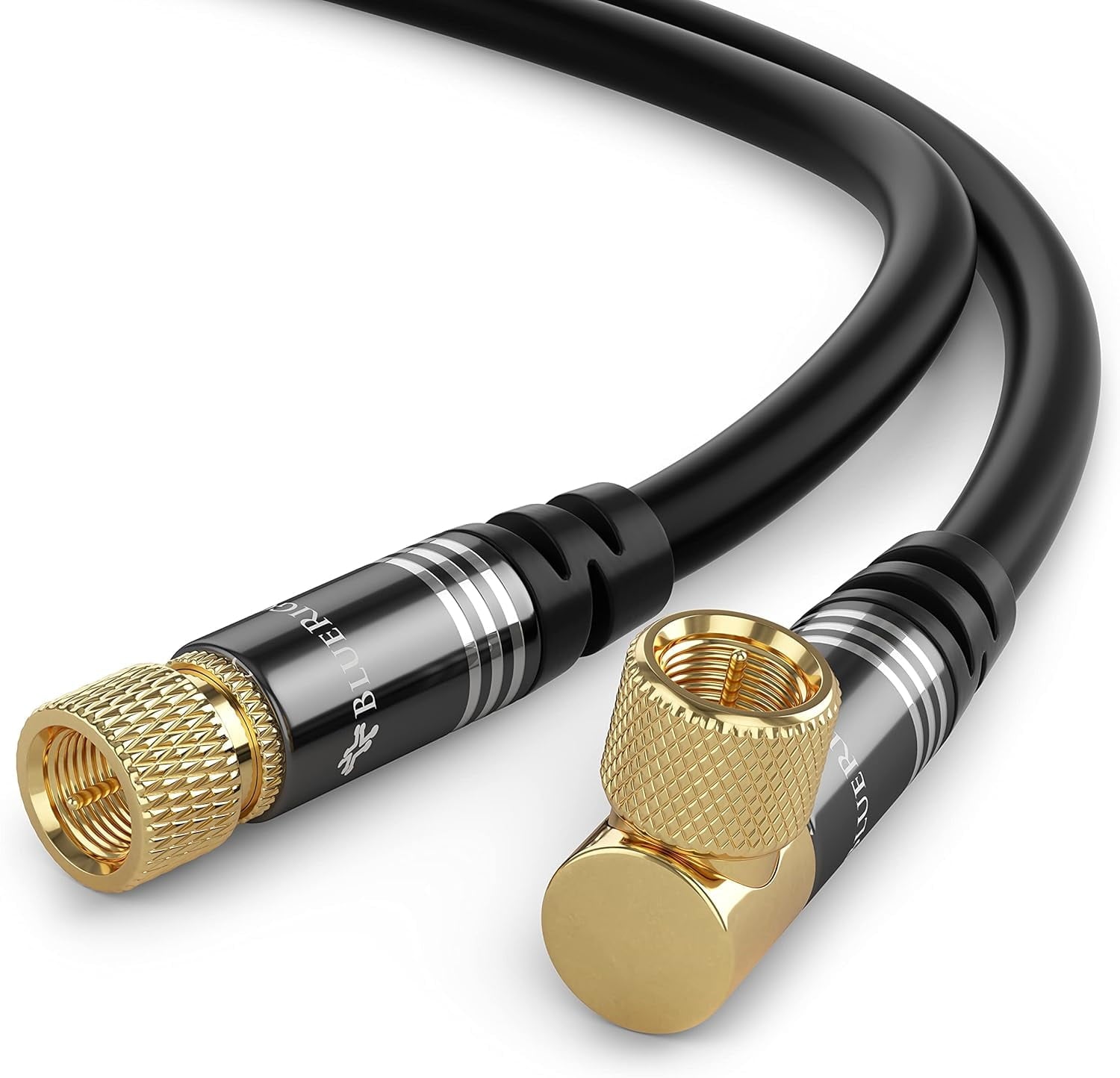 RG6 Coaxial  (3FT, 90? Angled to 90? Angled Connector Pin,  Plated, Triple Shielded) - Digital Audio Video Coax  Cord for HDTV, CATV, Modem,  Receivers