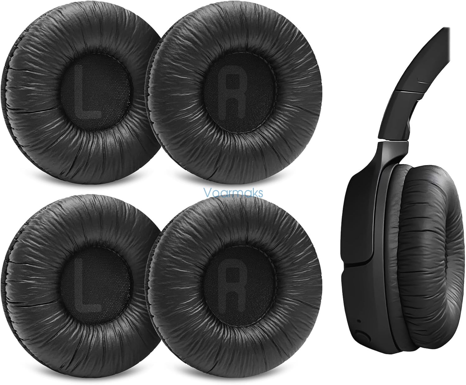 4-Pack Replacement Ear Pads Compatible with JBL Tune 510BT, 520BT, 450BT, 460BT, 500BT, JBL Junior 320 320BT, JR 300BT, 310BT Headphones, Ear Cushions with Wrinkled Leather